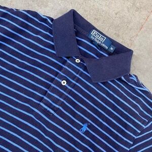 Polo Ralph Lauren Striped Polo Shirt Blue Vintage Men's Size M